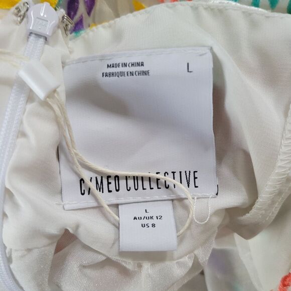 C/Meo Collective Set Up Velvet Abstract Tiered Ivory White Maxi Dress Size Large - Picture 7 of 8